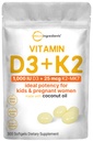 Micro Ingrediencie Vitamín D3 1 000 IU + K2 MK-7 25 mcg, 300 Softgels 