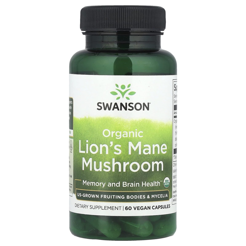 Swanson Organic Lion's Mane Mushroom 500 mg 60 Vegan Caps