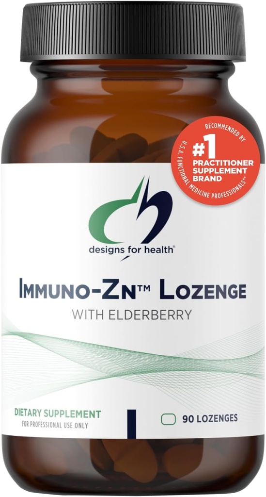 Designs for Health Immuno-Zn Lozenge - 25mg Zinok + Staršie plody Rýchle rozpustenie Tablety, Immune Suplement - Non-GMO Delicious Natural Berry Flavor (90 Lozenges)