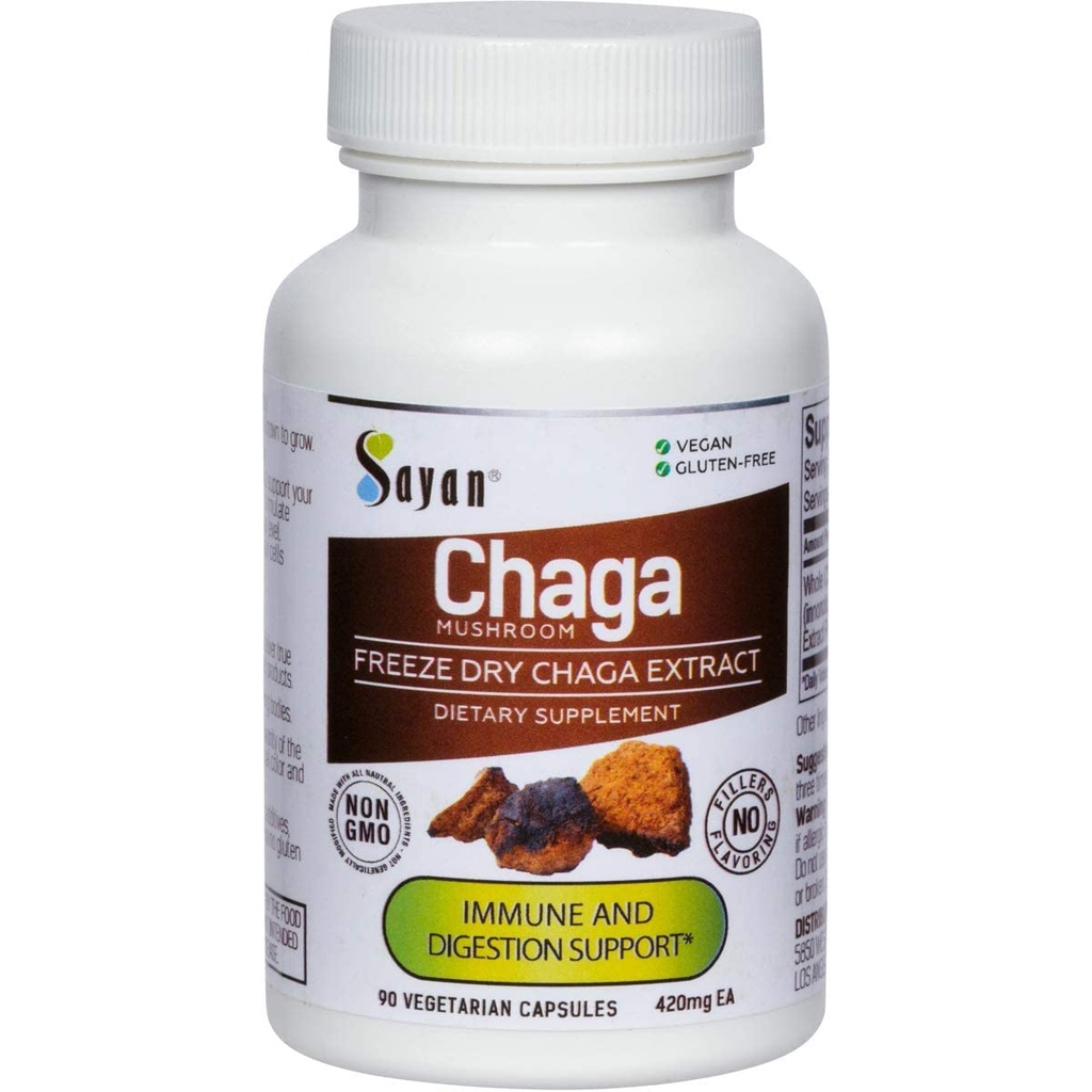 Sayan Sibírsky Chaga Mushroom Extract 90 Kapsule / 420mg ea 