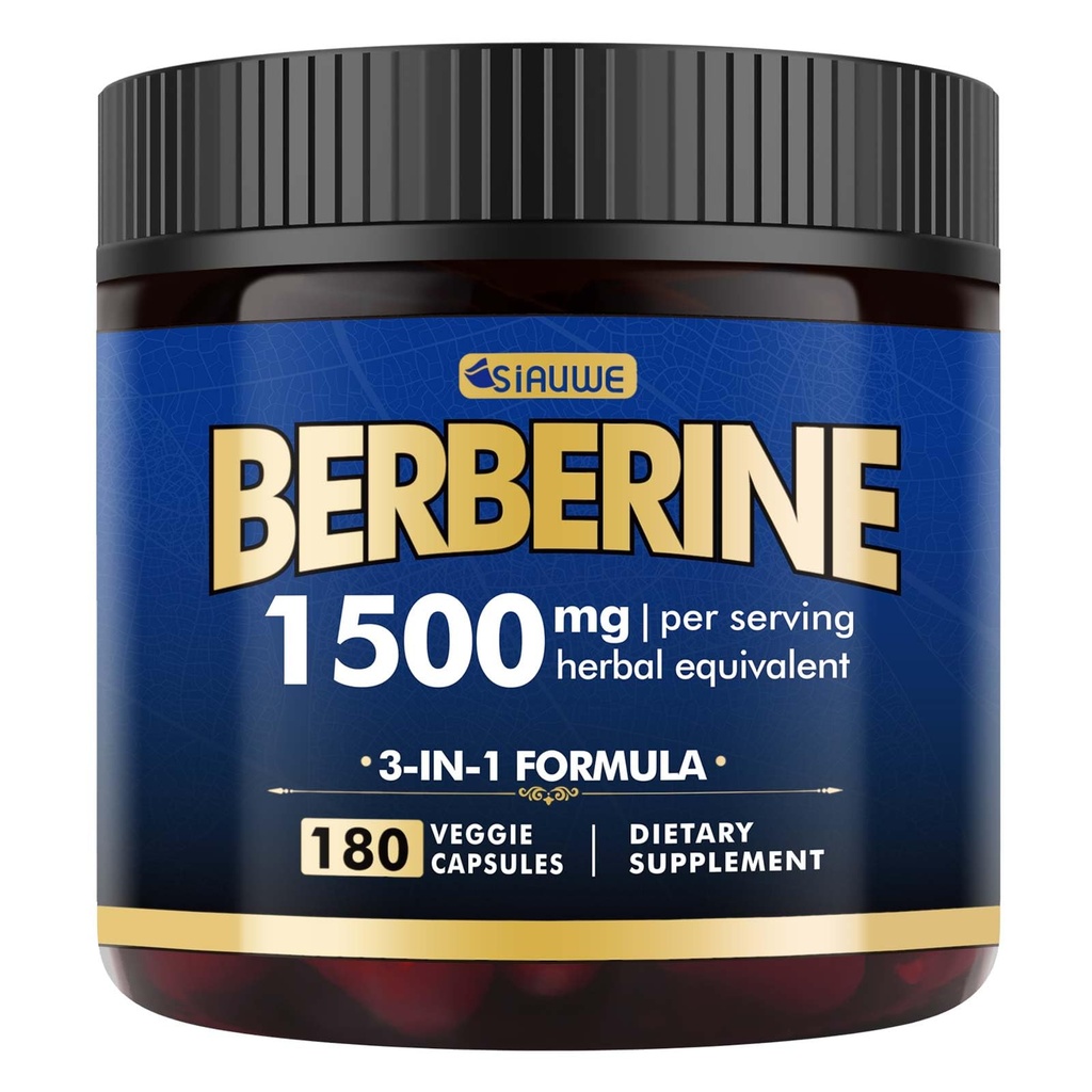 Berberine Supplement - Berberine Weight Loss, High-Potency Berberine 1500MG Berberine HCL, Plus Citrus Bergamot - pre Metabolic, Digestive, a Immune Support - Vegan, non-GMO, 180 Kapsule
