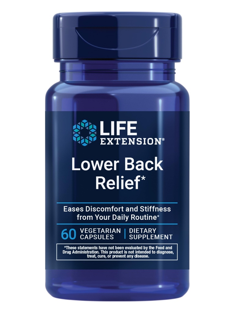 Life Extension Lower Back Relief, Chinese Chaste Tree, Ginger Extract, pre Lower Back diskomfort a príležitostné tiffness, Non-GMO, Gluten Free, Vegetarián, 60 Kapsule