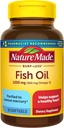 Nature Made Burp Menej rybieho oleja Omega 3 Doplnky, 1200 mg Softgels, EPA DHA Omega 3 Rybí olej Doplnky pre zdravú podporu srdca, 60 Softgels, 30 Day Supply