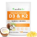 Vitamín D3 K2 Supplement Softgels, 10000 IU VIT D3 + 200 MCG K2 (MK-7) 