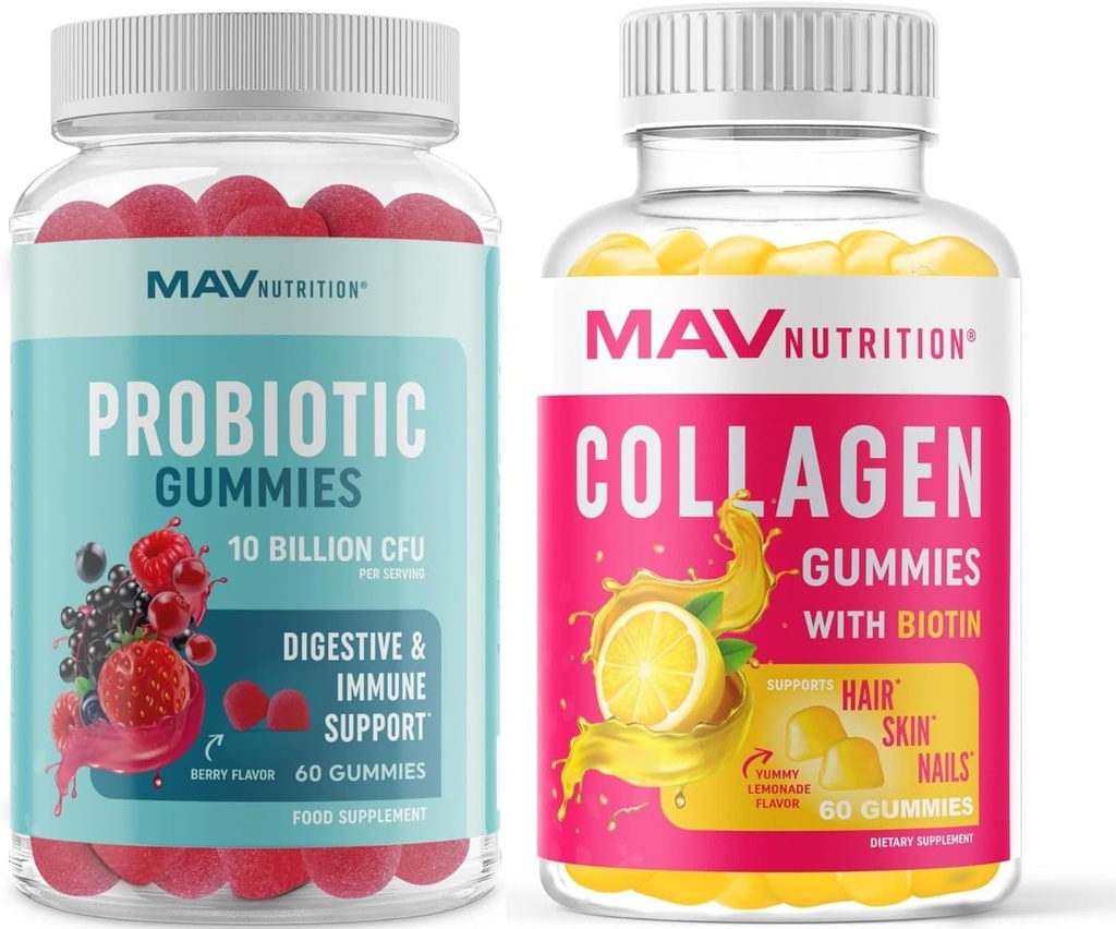 MAV NUTRITION Kolagén Gummy pre ženy a probiotické Gummies 