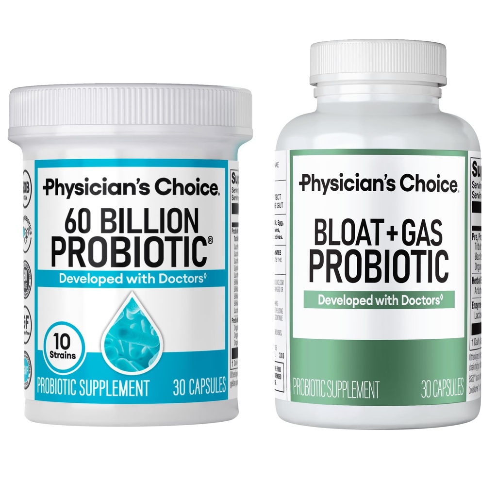 CHOICE lekára Bloat & Gas Probiotic 30ct + 60 Million Probiotic 30ct - Tráviace Wellness Bundle