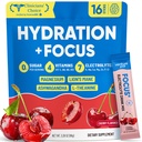 Venture Pal 2-in-1 Hydration Packets + Focus Support Electrolytes Powder, 7 Electrolytes + Vitamins, Magnesium, Lion's Mane & L-Theanine | Sugar Free Liquid Daily IV Drink Mix, Vegan, Keto, 16 Sticks