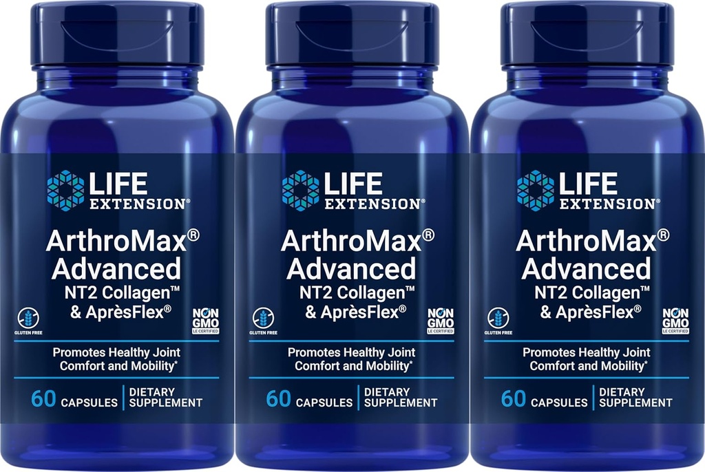 Life Extension ArtroMax Advanced s NT2 Collagen & ApresFlex, 60 kapsúl (Pack of 3)