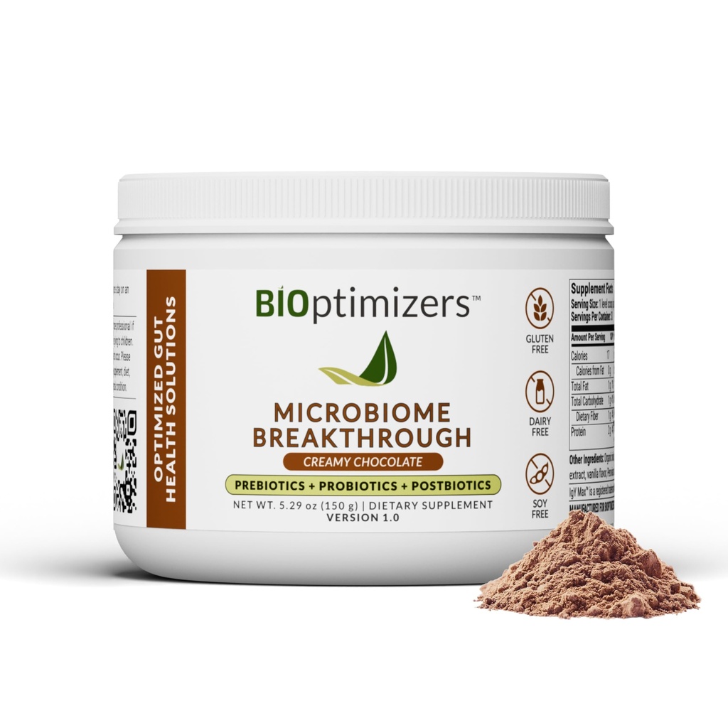 Mikrobiome Breakfough Repair Powder - Čokoládová príchuť - má Lactobacillus kmene, Bone Broth & Collagen - Zdroj L-Glutamine - Plyn & Bloating Relief - Zlepšuje zdravie Gut - 30 Servings - 150g