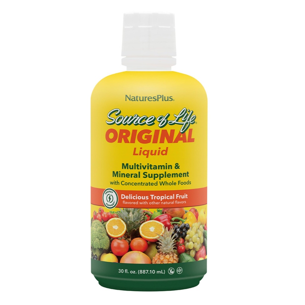 NaturesPlus Source of Life Liquid, Tropical Fruit - 30 fl oz, Pack of 2 - Multivitamin & Mineral Supplement - Gluten Free, Vegetarian - 60 Total Servings