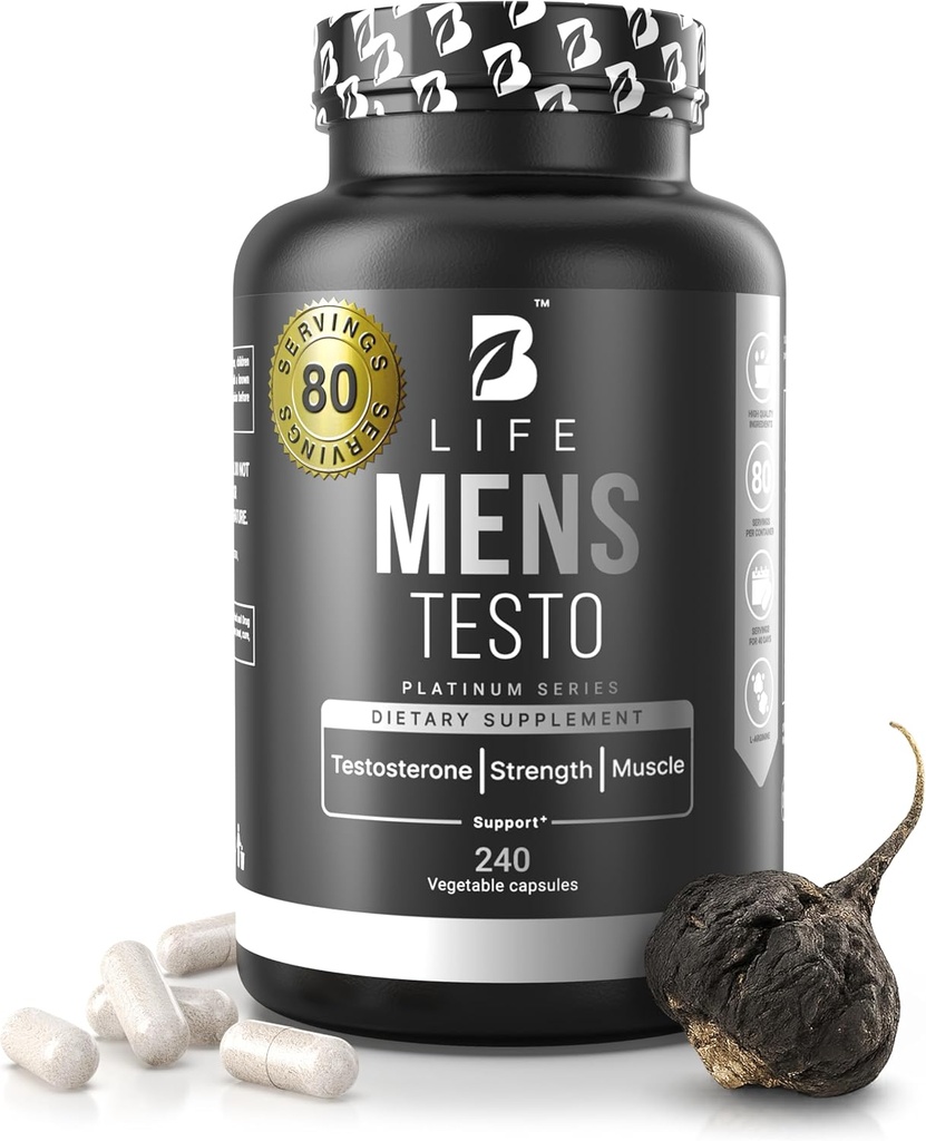 Testosterone Booster Supplement for Men | Boron Supplement for Men with Tribulus Terrestris, Black Maca, Horny Goat Weed, L-Arginine | Stamina, Endurance, Muscle Growth & Strength | 80 Servings