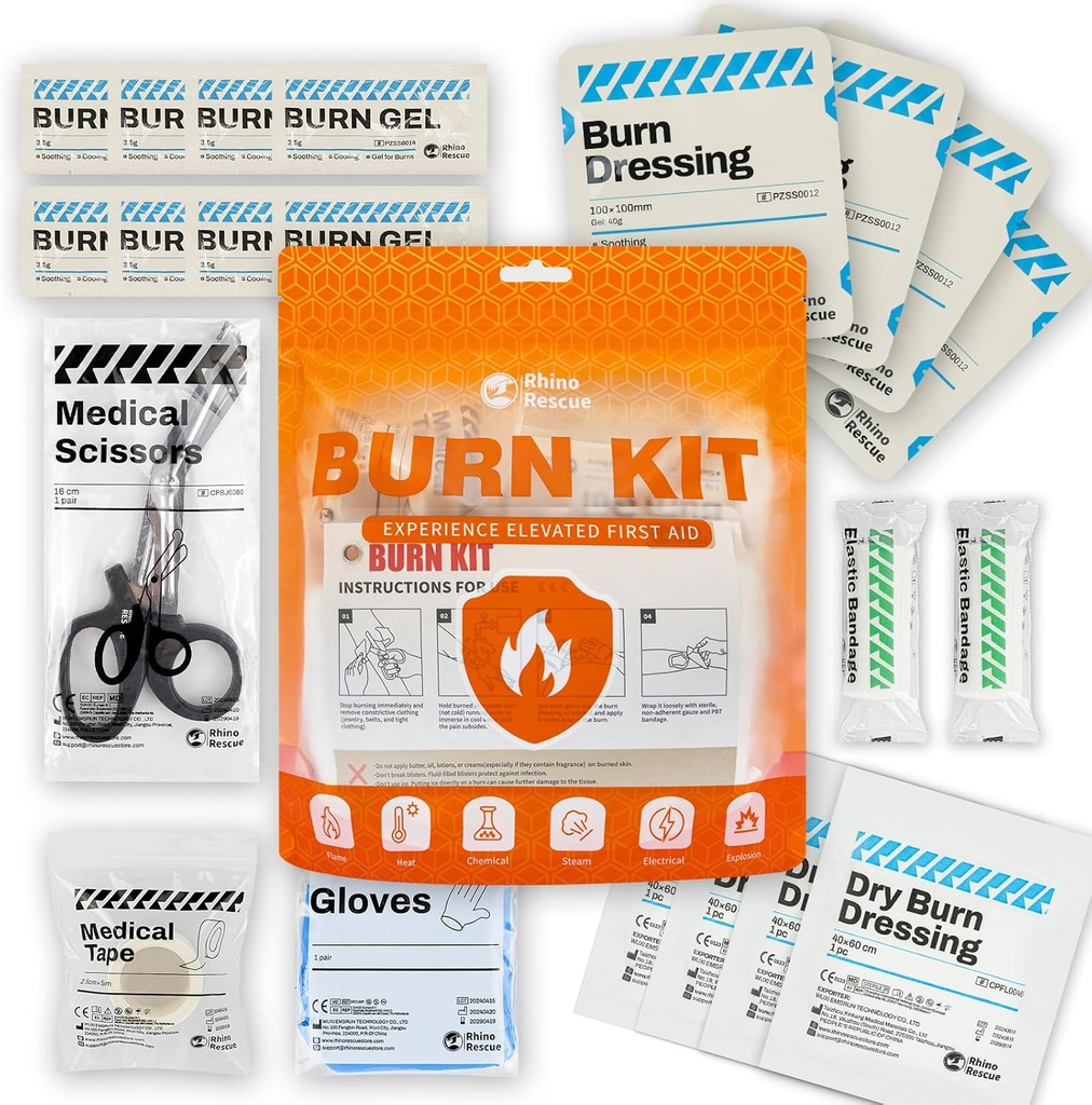 RHINO RESCUE Burn Kit, 4ks Burn Dressing 4x4