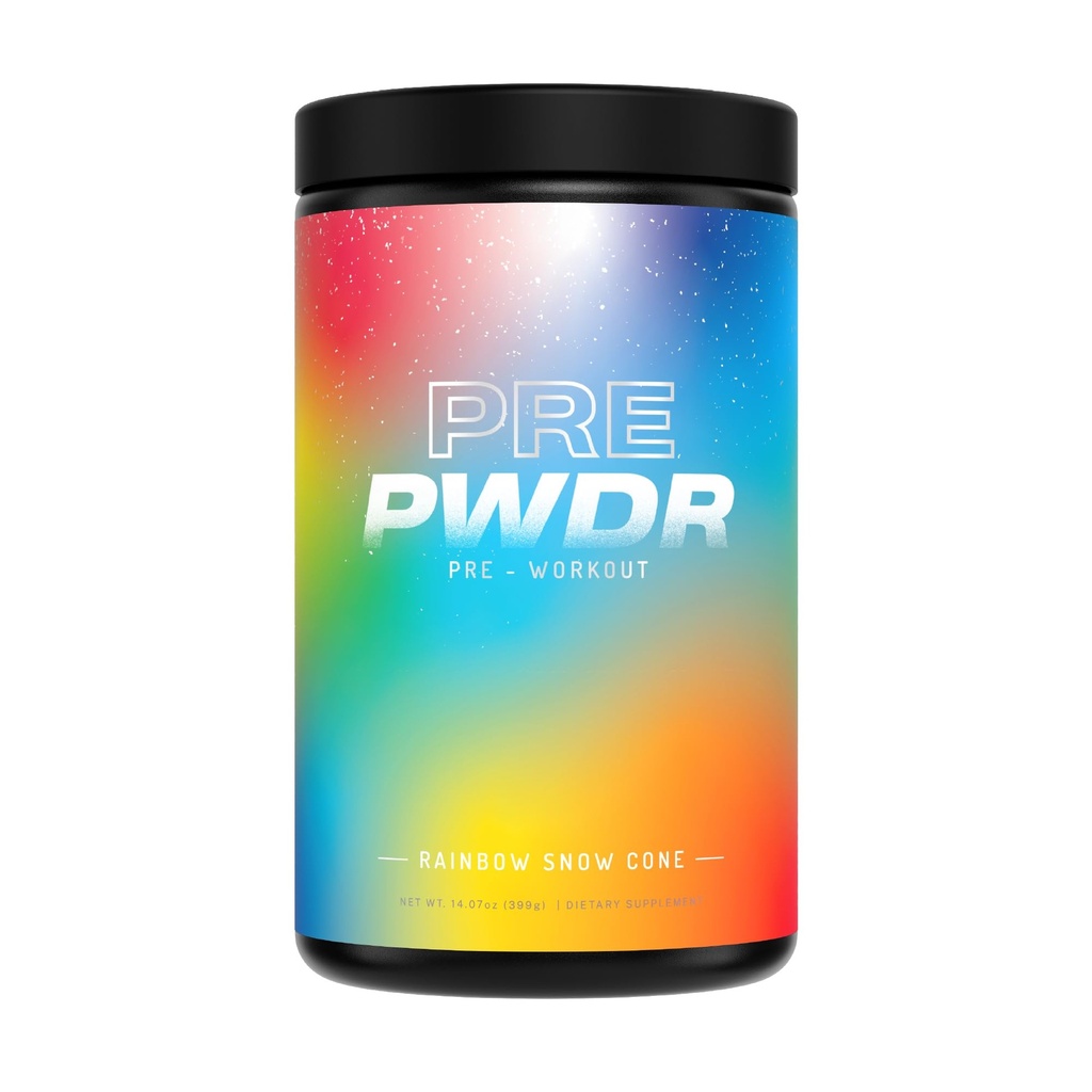 PWDRS prášok pre-Workout, Všetky prírodné cvičenie pre energiu, čerpadlo, vytrvalosť a sila, s kofeínom (Rainbow Snowcone)