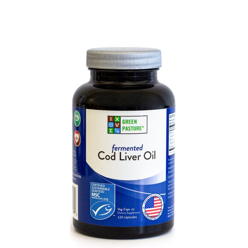 Green Pasture Fermented Cod Liver Oil - Non-Gelatin 120 Kapsule