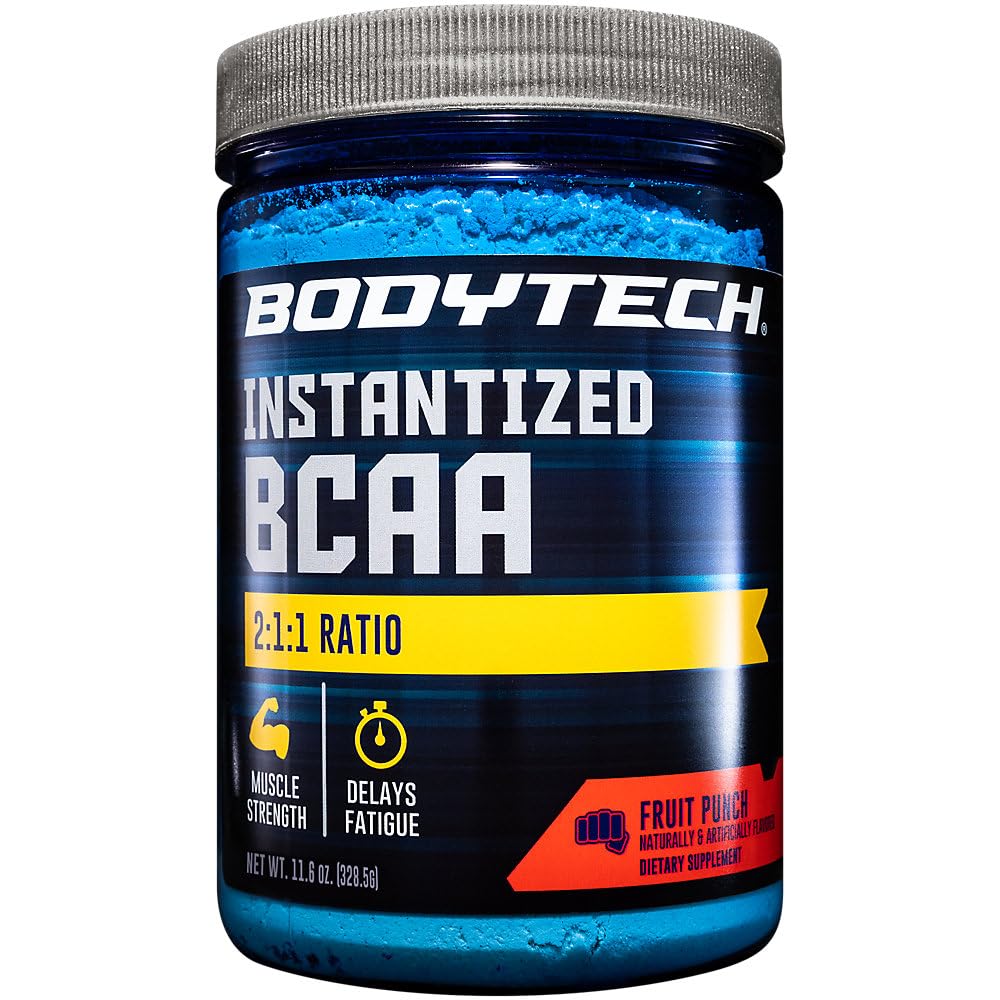 BodyTech BCAA Powder - Optimal 2:1:1 Ratio - Supports Muscle Recovery, Strength & Endurance - Fruit Punch (11.5 oz)
