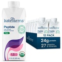 KATE FARMS Organic Adult Peptide 1.5 Formula, Plain, Sole-Source, Hydrolyzed Plant-Based Nutrition for Oral or Tube Feeding, 11 Fl oz (12 Pack)