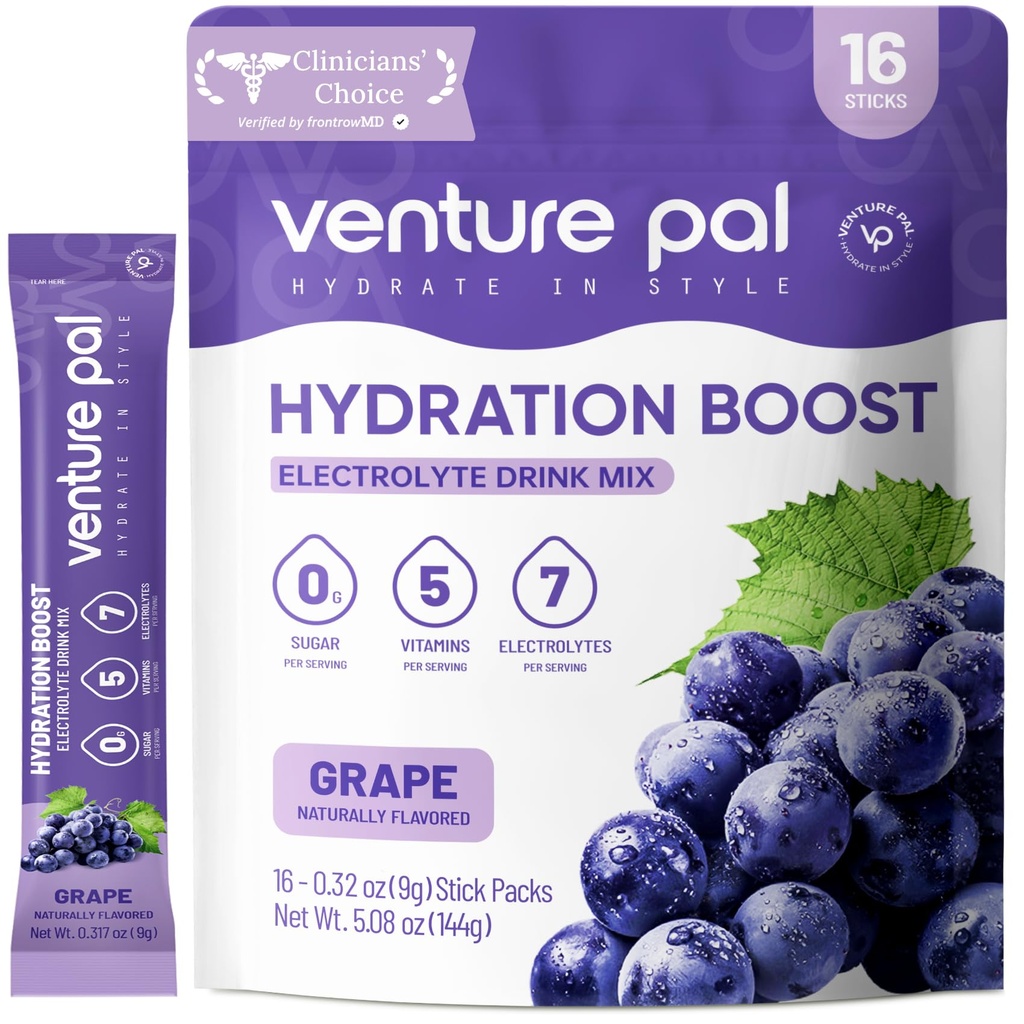 Venture Pal Sugar Free Electrolyte Powder Pakets - Liquid Daily IV Drink Mix for Rapid Hydration & Party Recovery 