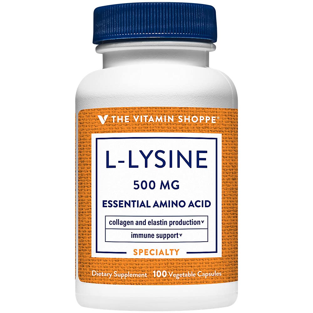 The Vitamin Shoppe L-Lysine 500MG - Immune Support, Collagen Formation & Calcium Absorption, Essential Amino Acid (100 Capsules)