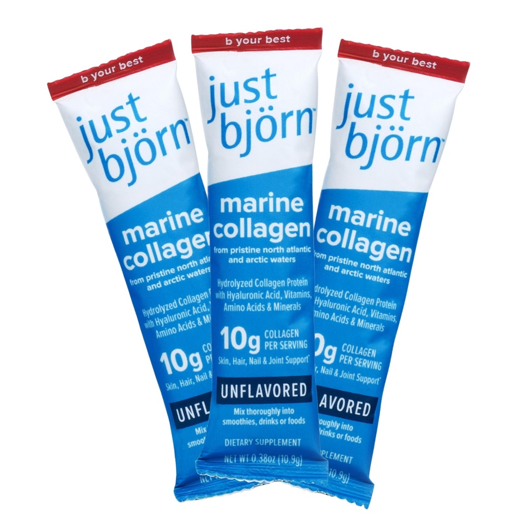 Marine Collagen Peptides Powder Sample Stick Packs (3 Pack) | Wild-Caught Nordic Cod, Type 1 - Skin, Hair, Nail & Joint Support - Hyaluronic Acid, Vitamin C Amino Acids - Unflavored