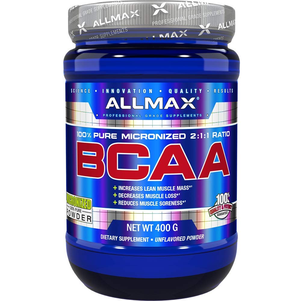 AllMAX Essentials BCAA, Unflaved - 400 g Instalized 2:1:1 Powder - Pomáha zvýšiť svalovú hmotu a znížiť bolesť - Gluten & Soy Free - 80 Servings