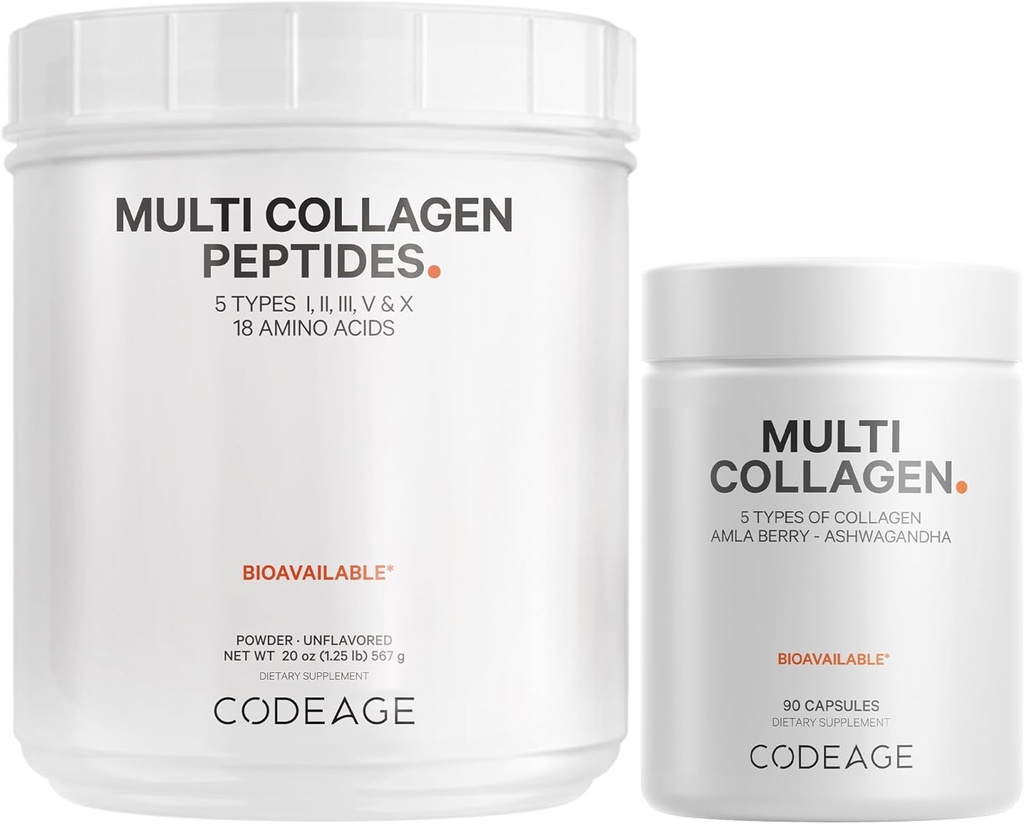 Codeage Multi Collagen Protein Capsules & Multi Collagen Protein Powder Bundle 
