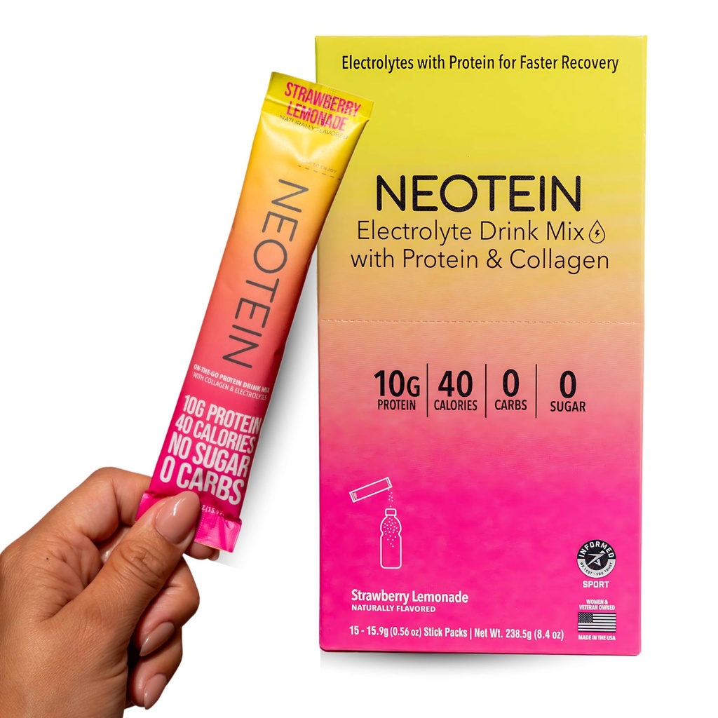 NEOTEIN: Powder Pakets Electrolyte, Protein Powder with 10g Protein & Collagen 