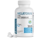Bronson Melatonin 5 mg Fast Rozpustite tablety mäty piepornej s vitamínom B6 - Podporuje relaxáciu, 360 Vegetariánskych žuvačiek
