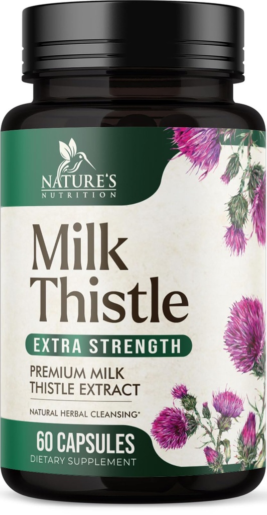 Milk Thitle Extract 1000mg - Pečeň čistí Detox & Repair Formula s púpavovým extraktom - Bylinné pečeňové doplnky - Prírodné mlieko Thitle w/Silimarin Marianum, podporuje zdravie pečene - 60 Kapsule