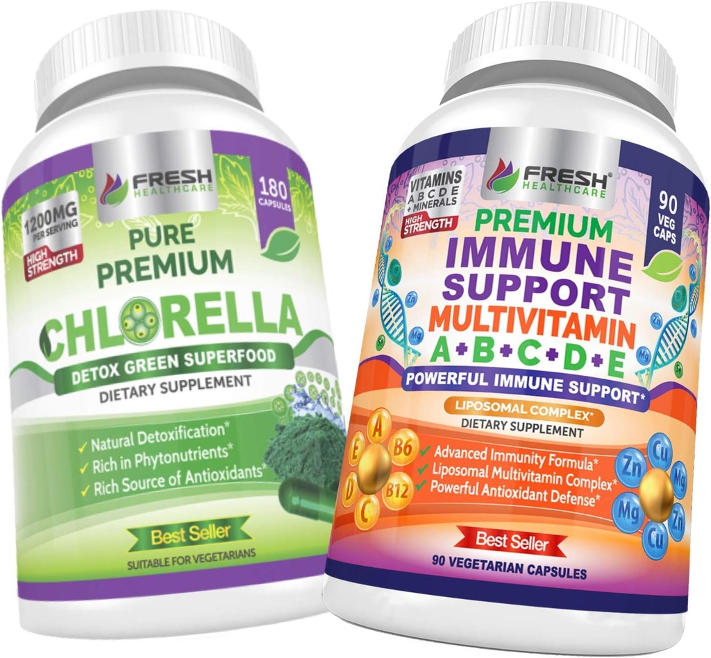 ČERSTVÉ ZDRAVIECARE Chlórella a imunitná podpora Multivitamín - Závit