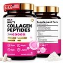 Fidus Multi Collagen Peptides Capsules - Type I, II, III, V & X Hydrolyzed Collagen for Women with Biotin 10000mcg, Hyaluronic Acid & MSM | Skin Hair Nails | 120 Capsules