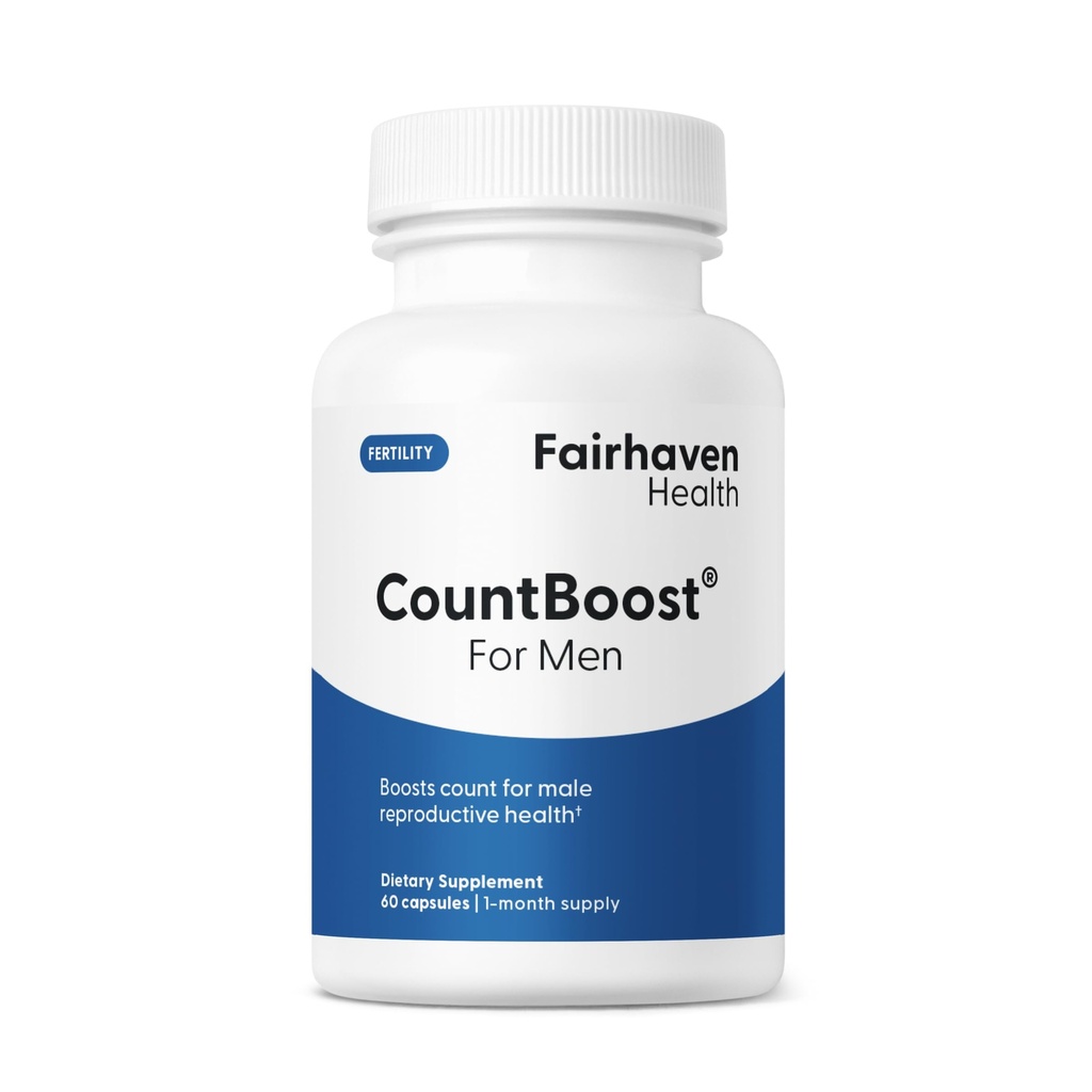 Fairhaven Health CountBoost pre mužov Optimálny počet a objem mužskej plodnosti Supplement - Pre-Conception Nutrition pre neho - s Ashwagandha, Vitamín C, a CoQ10-60 Kapsule