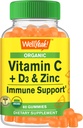 NoYeah Organic Vitamin C + D3 + Zinok Gummy - Immune Boosting, Antioxidant-Rich, a Bone Health Supporting, USDA Organic, Vegan, a Non-GMO - Gluten-free, Nut-Free Gummy - 60 Počet