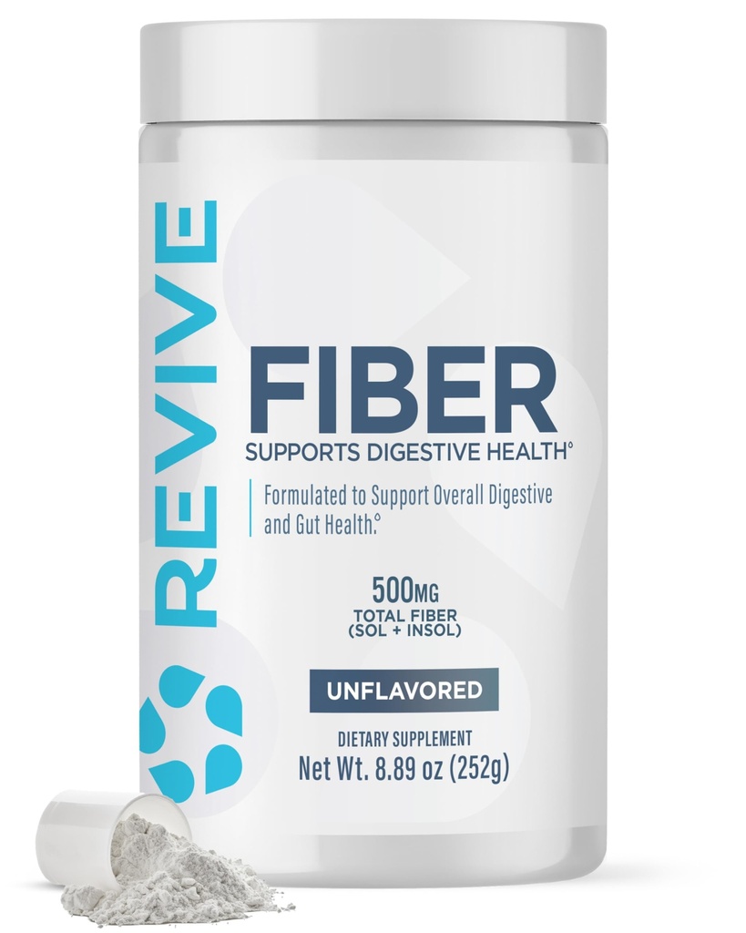 Revive MD Fiber Supplement for Digestive & Gut Health - 5g Dietary Fiber podporuje zdravý tráviaci systém s Psyllium Husk & More - 30 Servírovanie, bez príchute