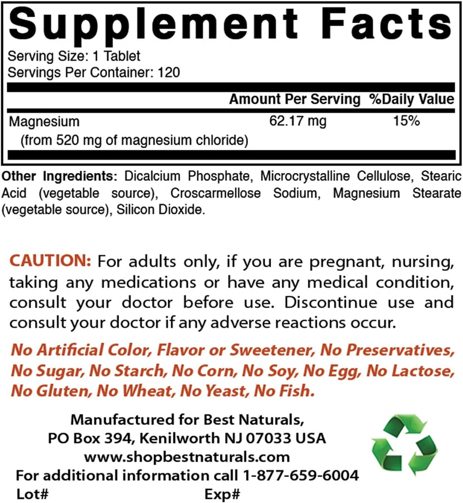 Magnesium Chloride 520 mg & Magnesium Oxide 500 mg