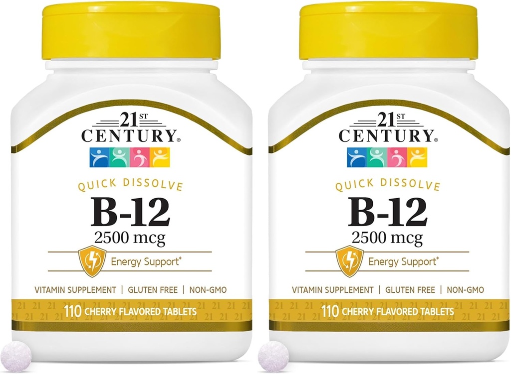 21st Century B 12 2500 μg Sublingválne tablety, 110 grófov (Pack of 2)