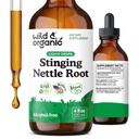 Wild & Organic Stinging Nettle Tinture - Stinging Nettle Root Extract kvapky pre mužov a ženy - Liquid Utica Dioica Supplement - Vegan, cukor a alkohol-free - 4 fl oz
