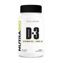NutraBio vitamín D (5000 IU), Imunitná podpora - 90 Rastlinné kapsuly