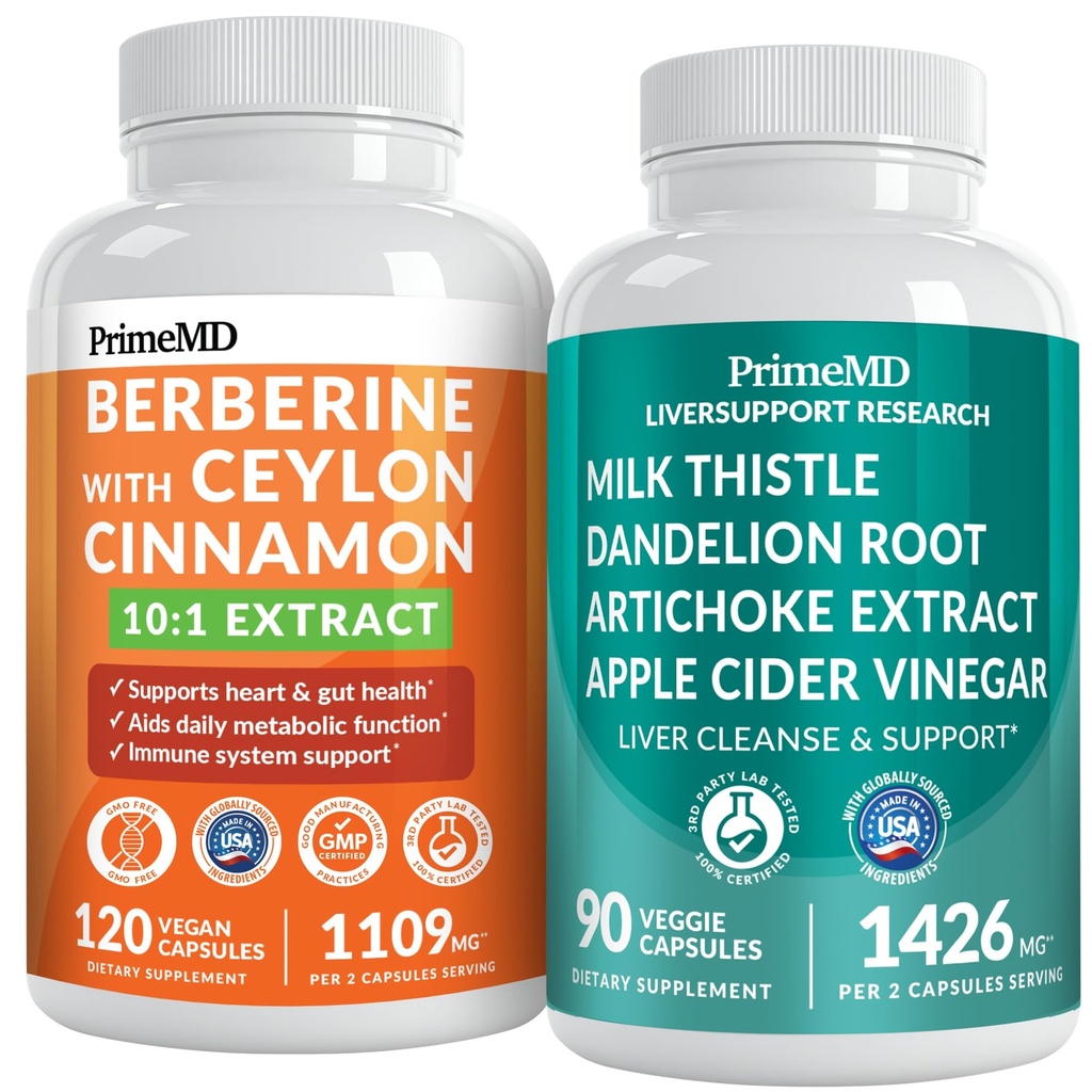 PrimeMD 21-in-1 Berberine Supplement with Ceylon škorica, Chromium, Horké Melon and Green Tea Extract (120 ct) &