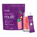 Root'd prenatálny multivitamínový prášok - 25 vitamínov a minerálov s 3x elektrolytmi, folátom, železom, D3 pre mamu a dieťa, 7 Superfoodov a probiotík, vitamínov a hydratácie bez cukru 30 vitamínových nápojov