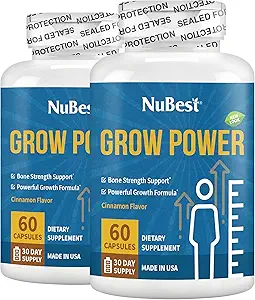 NuBest Grow Power - Calcium Supplement - Magnesium Supplement with Vitamin D3, B6, Zinc, Phosphorus and Multivitamin for Strong Bones, Overall Health for Age 10+ | Pack 2