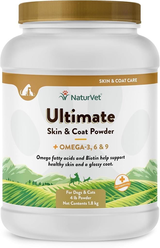 NaturVet Ultimate Skin & Coat Powder Pet Supplement for Psi & Mačky 
