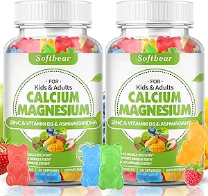 softbear vápnik Magnézium Zinok Gumies pre dospelých a deti, Suagr-bez vápnika horčíka zinok vitamín D3 doplnok pre silu kostí a imunitné zdravie, zmiešané ovocná aróma 120 Počet