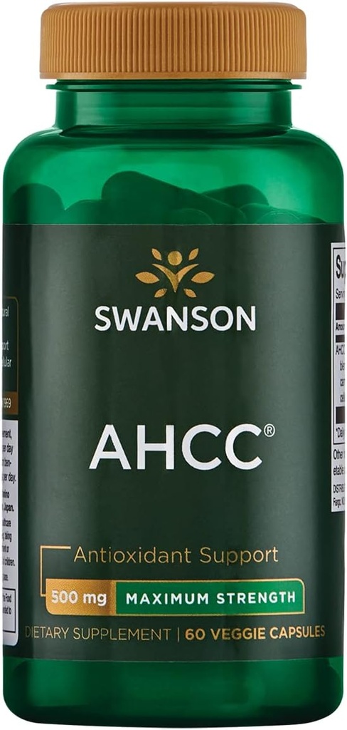 Swanson Maximálna sila AHCC - Podpora pokročilej imunitnej podpory - Prírodné doplnok Pomoc NK bunky a podpora pečene - (60 Veggie kapsule, 500mg Každý)