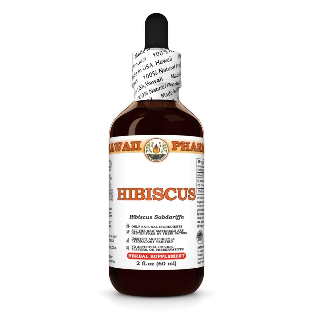 Hawaii Pharm Hibiscus Extract, Tincture for Antioxidant Support, Promotes Circulation, Supports Heart Vitality, Enhances Liver Function, Refreshes and Revitalizes - 2 fl.oz