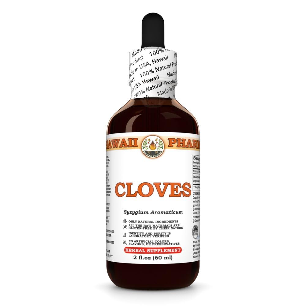 Hawaii Pharm Cloves Extract, Tincture for Antioxidant Support, Promotes Bone Strength, Supports Liver Function, Stomach Relief, Enhances Vitality - 2 fl.oz