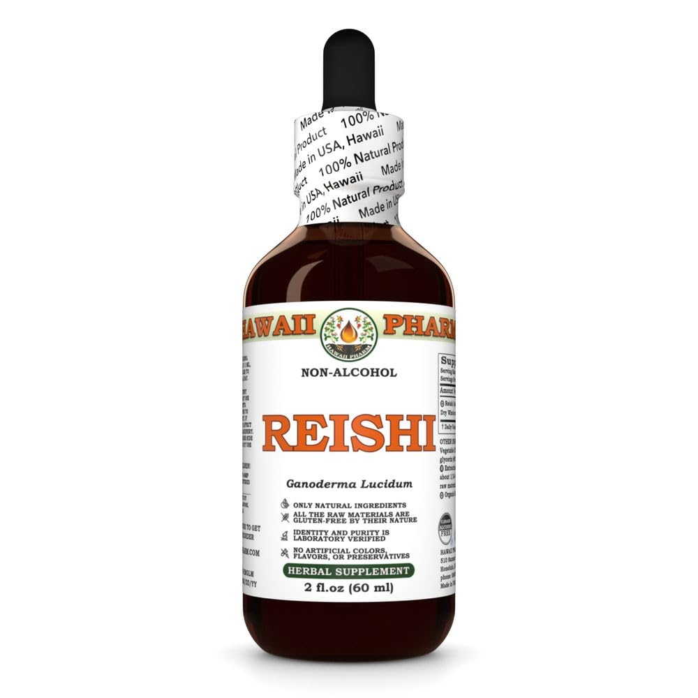 Reishi (Ganoderma Lucidum) Dry Whole Mushroom Glycerite, All Natural, Vegan, Lab Tested Alcohol-Free Liquid Extract - 2 fl.oz