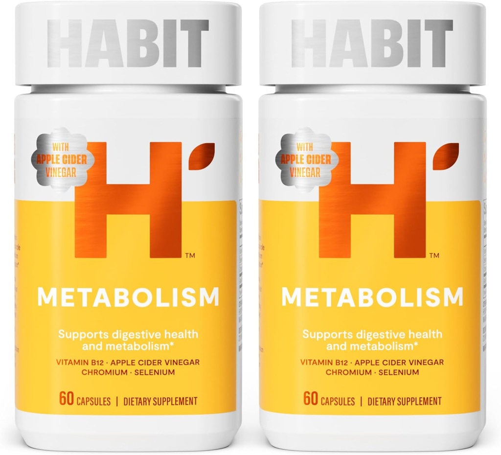 Habit metabolizmus doplnok 2 Balenie (120 Kapsule) - Podpora Tráviace zdravie a metabolizmus, vitamín B12, selén, Chróm, jablkový Cider Ocogar, Vegan, non-GMO