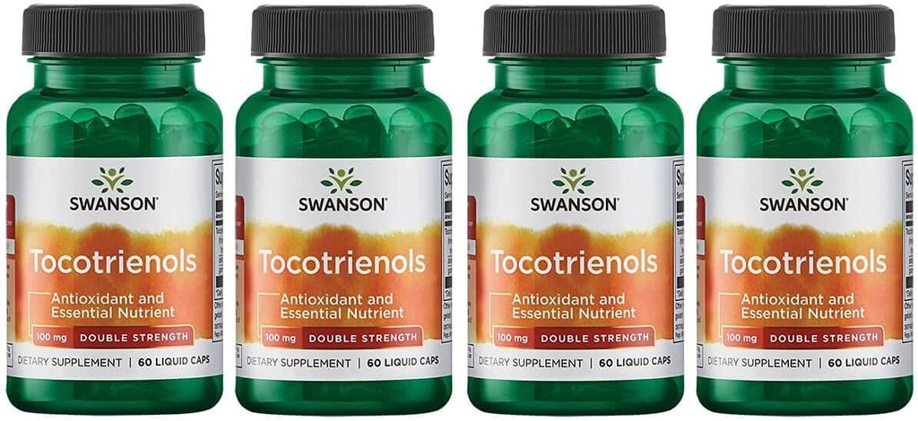 Swanson Double Strength Tocotrienols - Antioxidant - (60 Tekuté kapsuly, 100mg Každý) 4 balenia