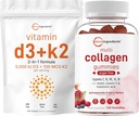 Micro Ingrediencie Vitamín D3 5 000iu + K2 100mcg Softgels & Multicollagen Peptides Gummy Bundle Pack 