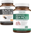 Black Seed Oil & Irish Sea Moss (3-Month Supply) - Power Duo Bundle of Black Seed Oil (180 Kapsule) Cold-Pressed Nigella Sativa & Irish Sea Moss (180 Kapsule) s Bioperine a Bladderwrack
